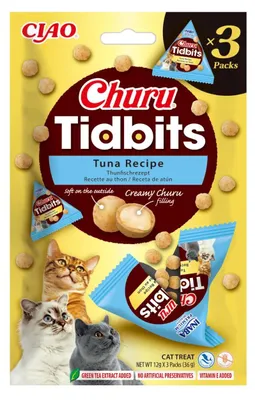 Produktbild von Churu Tidbits Katzenleckerlis Thunfisch 3 x 12g weich kauig mit Taurin & Grüntee
