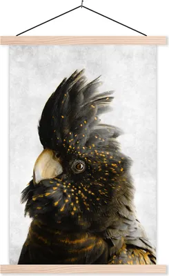 Produktbild von MuchoWow® Textilposter Kakadu - Vogel - Gold 120x180 cm mit holzfarbenen Rahmen - Textil-Plakat