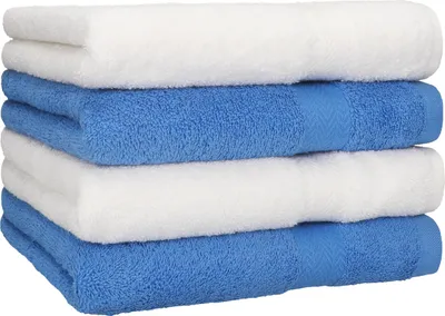 Produktbild von Betz 4 Stück Handtücher 50x100 cm PREMIUM  100% Baumwolle  Farbe: weiß und hellblau