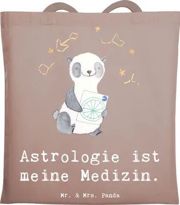 Produktbild von Mr. & Mrs. Panda Jutebeutel Panda Astrologie - Braun Pastell - Geschenk, Tote Bag, Schultasche, Sternbilder, Horoskop, Stoffbeutel, Laptoptasche, Tasche