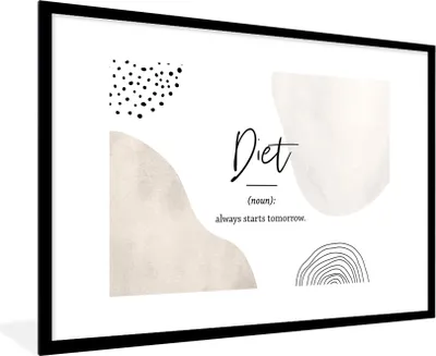 Produktbild von MuchoWow® Gerahmtes Poster Diät - Sprichwörter - Wörterbuch - Zitate - Definition der Diät 90x60 cm - Poster mit Schwarzem Bilderrahmen Wandposter Rahmen Foto Bilder - Wanddekoration - Fotos