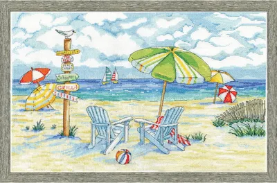 Produktbild von Design Works Kreuzstich Stickpackung "Strandschilder", Zählmuster, 28x46cm