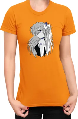 Zdjęcie produktu dla Koszulka Damska Japan Anime Manga Neon Anime Genesis Manga Evangelion Asuka Langley Soryu 04 Asuka Legendary Pilot, Lady XS / Pomarańczowy