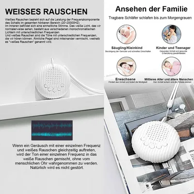 Produktbild von Tragbare Baby Schlafmaschine mit 10 beruhigenden Geräuschen für Babys & Erwachsene