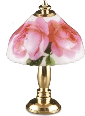 Zdjęcie produktu dla Miniaturowa lampa stołowa w stylu wiktoriańskim z porcelanowym kloszem