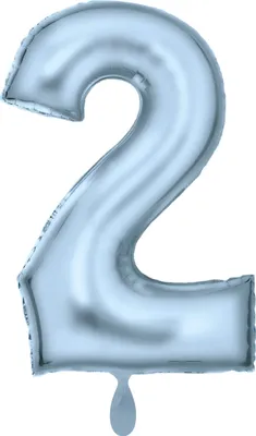 Image de Ballon en plastique chiffre 2 bleu clair métallisé - 83cm