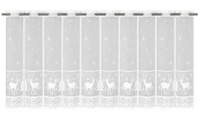 Produktbild von Scheibengardine Hirsch Schneeflocke HxB 50x140cm Weihnachten weiß Advent Schnee