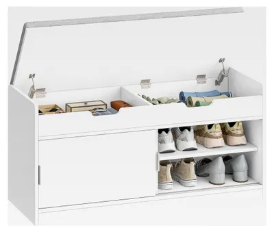 Produktbild von Schuhbank mit Sitzfläche und Stauraum, 40 x 110 x 50,5 cm, Weiß