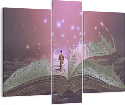 Produktbild von Bild auf Leinwand - Leinwandbild - Fantasy Buch - 95x80cm - Wand Bild - Wanddeko - Wandbilder - Leinwanddruck - Bilder - Kunstdruck - Wanddekoration - Leinwand bilder - Wandkunst - CB95x80-4010
