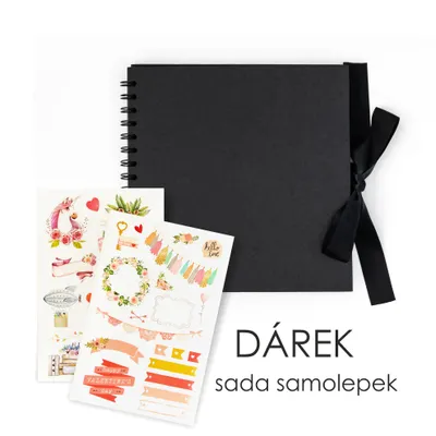 Obrázok produktu pre Krúžková väzba s páskou, čierna 20,5x20,5cm, 35 listov
