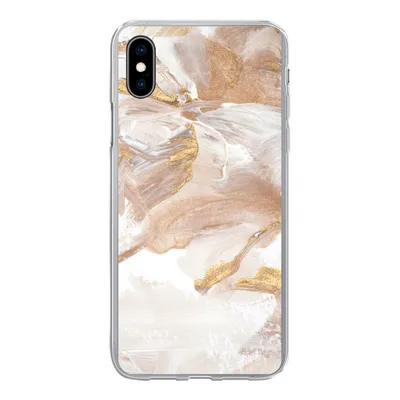 Produktbild von MuchoWow® Handyhülle Schutzhülle Hülle für iPhone Xs Wasserfarbe - Gold - Braun Silikon Softcase Handy Hülle - Handytasche