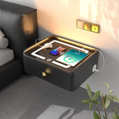 Immagine prodotto di Comodino con funzione di ricarica e cassetto Nero
