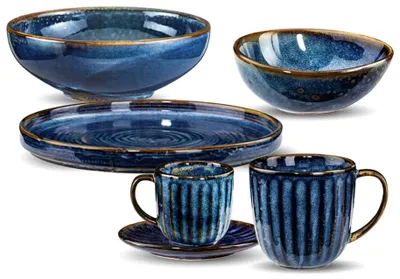 Zdjęcie produktu dla VERLO DEEP BLUE – Zestaw startowy, 6-elementowy zestaw porcelanowego serwisu w ciemnoniebieskim kolorze