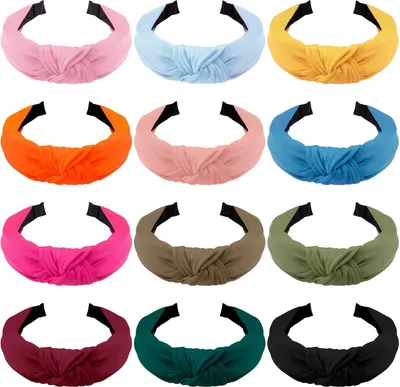 Produktbild von SIQUK Damen Haarreifen Knoten Stirnband 12 Farben Set
