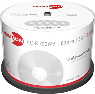 Obrázek produktu pro Primeon 2761102 Blank CD-R 80 700 MB 50 pc(s) Spindle Silver matte surface