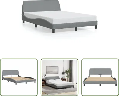 Produktbild von The Living Store Bettgestell mit Kopfteil Hellgrau 120x200 cm Stoff