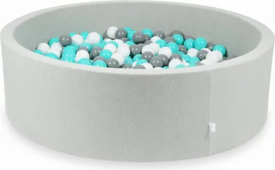 Image de Bac de séchage gris clair 130x40 avec 700 balles : turquoise, blanc, gris
