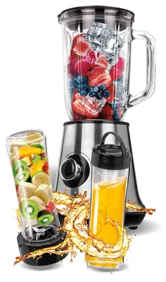 Standmixer 1 L, 2 To-Go-Flaschen 0,6 L, 2 Stufen+Puls, 450 W