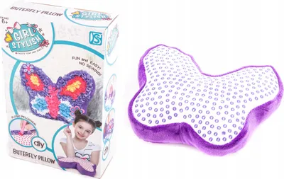 Produktbild von DIY Kissen Bastelset Schmetterling - Plüschkissen zum Verzieren - Kreatives Spielzeug für Kinder