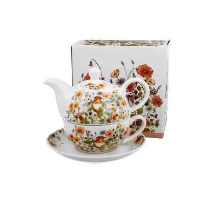 Produktbild von DUO FLORAL Tasse mit Teekanne WILD BIRD New Bone China Porzellan