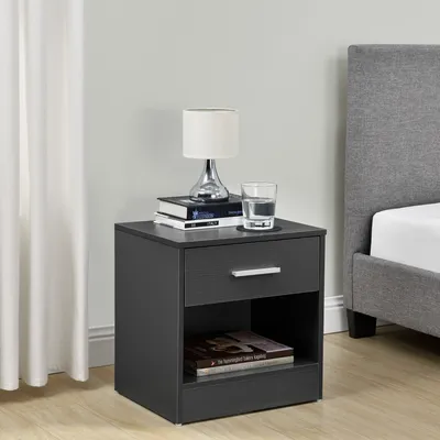 Produktbild von [en.casa]® Nachttisch Nachtschrank grau 1x Schublade & 1x Ablagefach Spanplatte