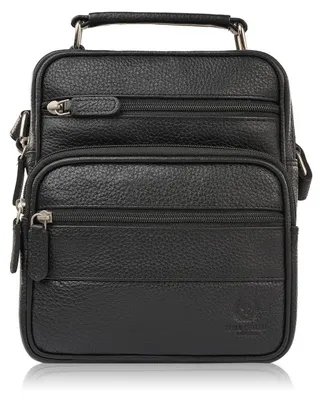 Produktbild von Herren Leder Umhängetasche elegant für die Arbeit praktisch schwarz Paolo Peruzzi T-128-BL