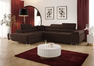 Produktbild von Ecksofa Schlafsofa Sofa MONARO Stoff Poso Schokobraun Ottomane Links