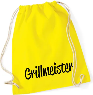 Produktbild von Huuraa Turnbeutel Grillmeister BBQ 12 Liter Yellow Baumwolle Rucksack Geschenkidee