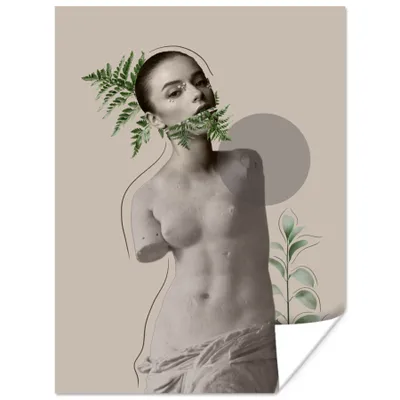 Produktbild von MuchoWow® Poster Frau - Grün - Abstrakt - Pflanzen 30x40 cm - Wandplakat - Poster Kinderzimmer