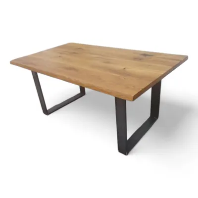Produktbild von Tisch mit Naturkante 180x90cm, auf Stahlbeinen Ulegs, Wohnzimmertisch, Esszimmertisch, einzigartiger Tisch, massive Eichenplatte