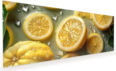 Produktbild von Küchenrückwand Spritzschutz Glas mit Motiv Zitronenfrische 40 x 40 cm