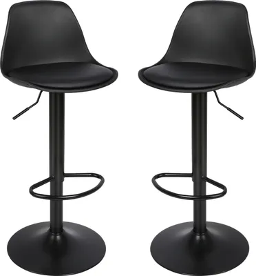 Produktbild von 2er Set Barhocker,Drehbare Barstuhl Tresenhocker Küchenhocker Höhenverstellbar aus Kunstleder - Schwarz