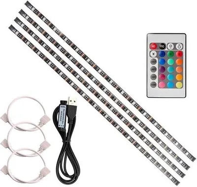 Produktbild von LED-Strips USB 4x 50cm Flexibel Mini Fernbedienung Home Tape-Strips Computer-Beleuchtung