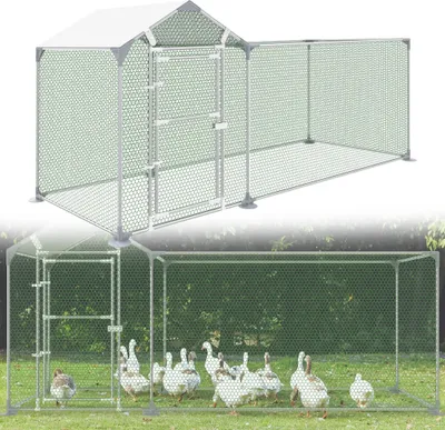 Produktbild von Sessamen-LP Kurník pre voľný chov kurčiat Pozinkovaná oceľová klietka pre kurčatá kurník pre voľný chov, voliéra pre kurčatá malé zvieratá hydina králiky, 3x1x1,4m