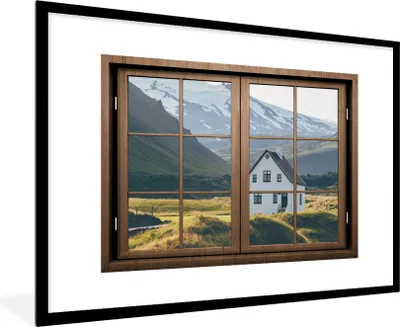 Produktbild von MuchoWow® MuchoWow® Gerahmtes Poster Aussicht - Haus - Berg 90x60 cm - Poster mit zchwarzem Bilderrahmen - Wanddekoration - Fotos