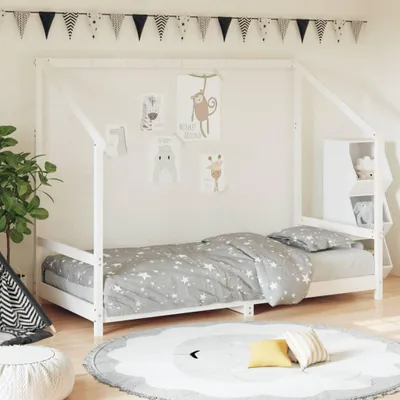 Image de vidaXL Lit d'enfant blanc 90x190 cm pin massif