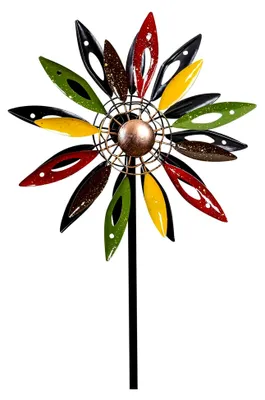 Produktbild von Gartenstecker aus Metall mit Windrad H120cm Blume bunt