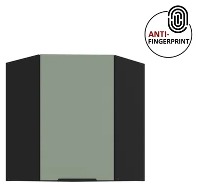 Produktbild von Küchen Eckhängeschrank 60x60 cm Küche ARIA Aquamarin ultra matt + Schwarz matt, hochwertige Fronten mit Anti Fingerprint Beschichtung Küchenzeile Küchenblock