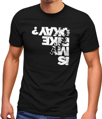 Produktbild von Herren T-Shirt Fahrrad Sprüche Is my Bike Okay ? ironisch lustig MTB Radfahrer Fun-Shirt Spruch lustig Moonworks® schwarz 5XL