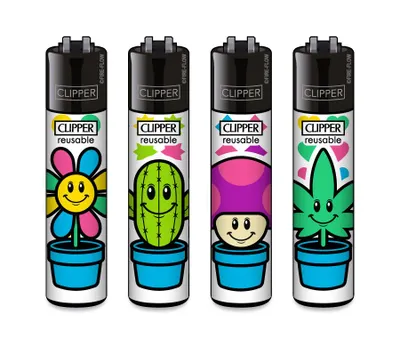 Produktbild von Clipper Feuerzeug 4er Set Grow Pots
