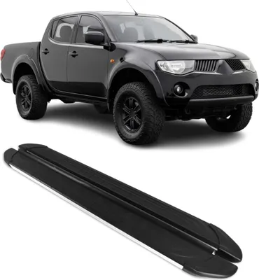 Image de Marchepieds Latéraux pour Mitsubishi L200 DoubleCab 2005-14 Alu Gris Noir L2