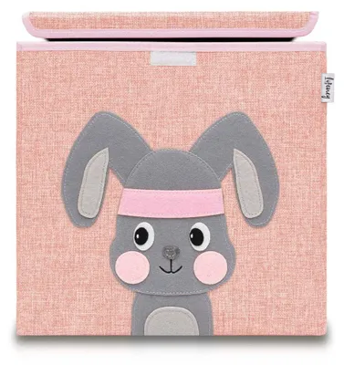 Produktbild von Lifeney Aufbewahrungsbox Kinder mit Deckel I Niedliche Spielzeugkiste I Aufbewahrungsboxen für Kinderzimmer I Faltbox für Spielzeugaufbewahrung I Aufbewahrungskorb Kinder (Rosa Hase)