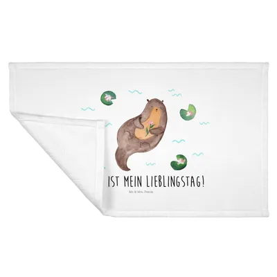 Produktbild von Mr. & Mrs. Panda Handtuch Otter Seerose - Weiß - Geschenk, 50x100, Seeotter, Fluss, gesichtstuch, Lieblingstag, kleines, Wasser, Flauschtuch