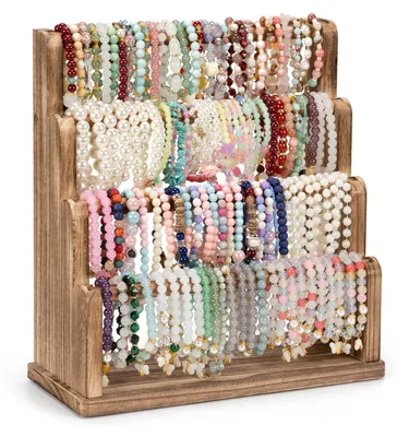 4-lagiger Armbandhalter aus Holz, rustikal, 30x13x32 cm, für Armbänder und Uhren