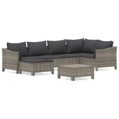 Produktbild von vidaXL 7-tlg. Garten-Lounge-Set mit Kissen Grau Poly Rattan