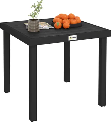 Image de Outsunny Table š€ manger de jardin pour 4 personnes, table de jardin extšŠrieure en aluminium, pour patio, terrasse, 78 x 78 x 74 cm, noir
