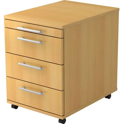 Produktbild von Rollcontainer 58cm 3 Schübe Relinggriff Buche