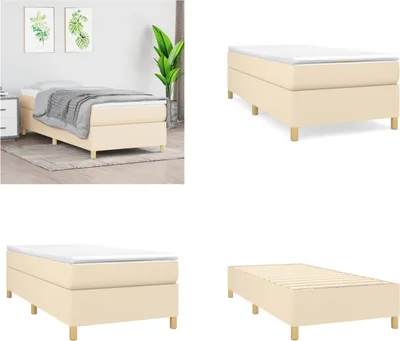 Produktbild von vidaXL Boxspringbett mit Matratze Creme 100x200 cm Stoff - Boxspringbett - Boxspringbetten - Bett - Schlafzimmermöbel