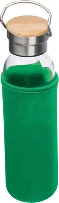 Produktbild von Flasche aus Glas mit Neoprenüberzug / 600ml / Neoprenfarbe: grün