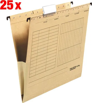 Produktbild von Hängetasche UniReg Kraftkarton 230g/qm mit Leinenfröschen braun Packung mit 25 Stück